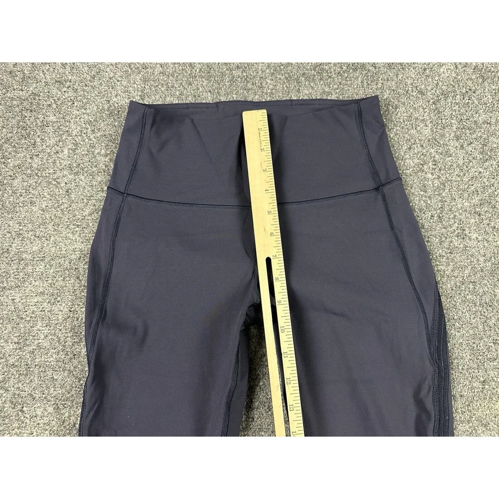 Lululemon Athletica High Rise Mesh Panel Crop Leggings Navy Blue Yoga Pants